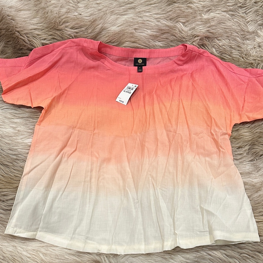 JM collection Gradient Pink and Cream Women's Top XL